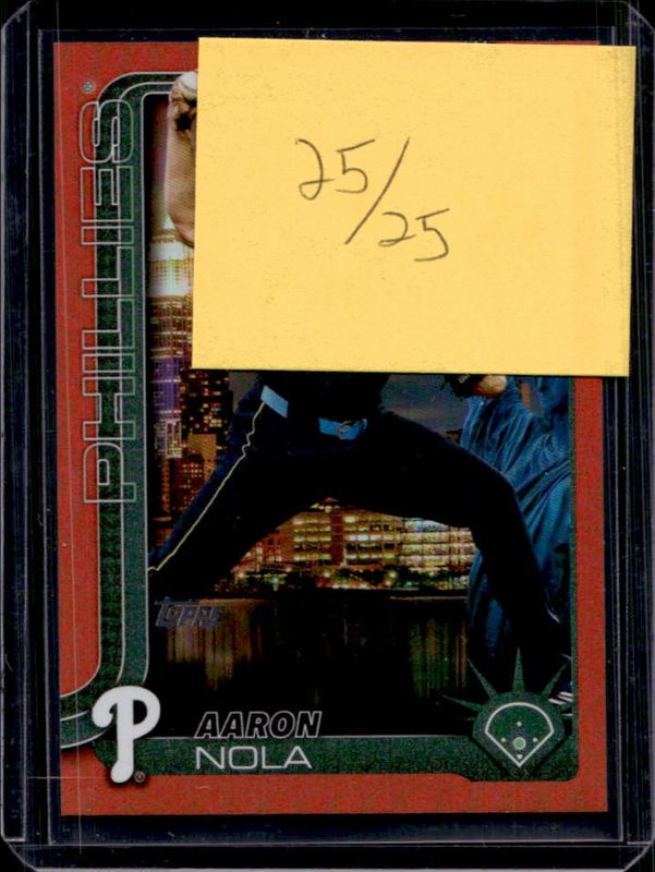 Aaron Nola 2025 Topps #454 FF NYC Big Apple Variation - Orange Foil /25 RAW