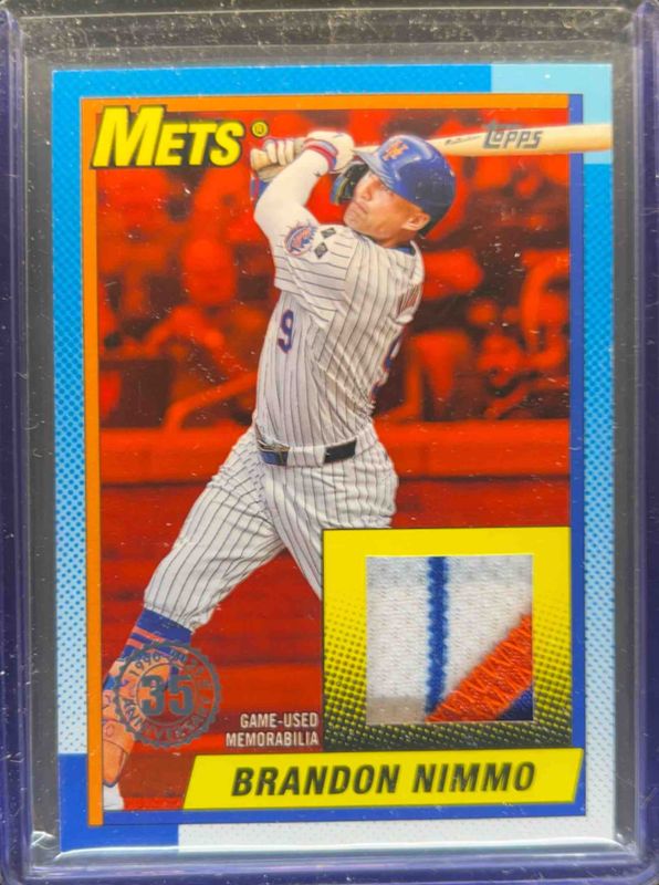 Brandon Nimmo 2025 Topps #T90R-BN 1990 Baseball Relics (Series 1) - Orange /25 RAW