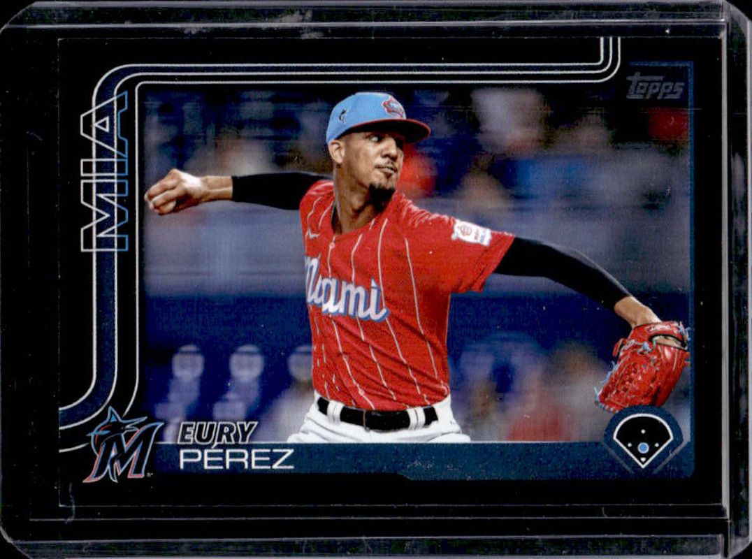 Eury Perez 2025 Topps #487 Black /74 RAW
