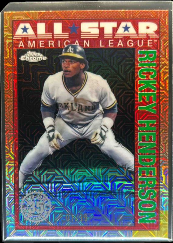Rickey Henderson 2025 Topps #90ASC-1 1990 Chrome Baseball All-Star Silver Pack - Green Refractor /99 RAW