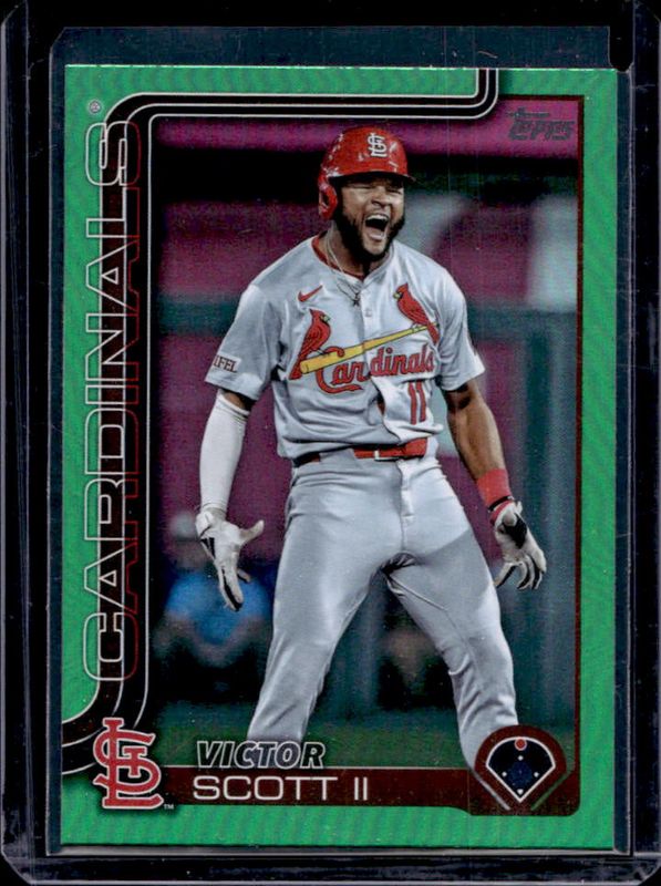 Victor Scott II 2025 Topps #551 Green Rainbow /99 RAW
