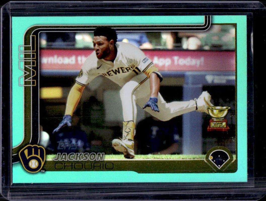 Jackson Chourio 2025 Topps #376 Aqua Rainbow Foilboard RAW