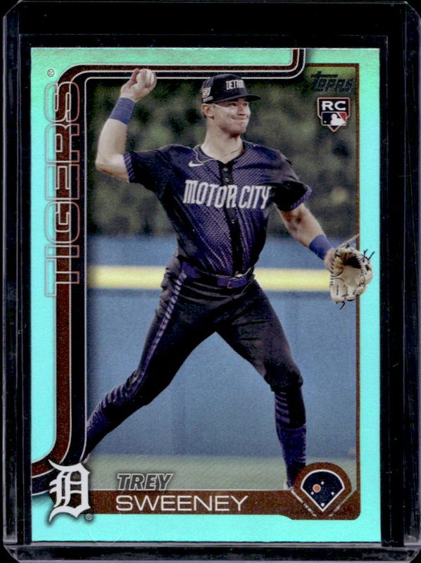 Trey Sweeney 2025 Topps #67 Aqua Rainbow Foilboard Rookie RAW