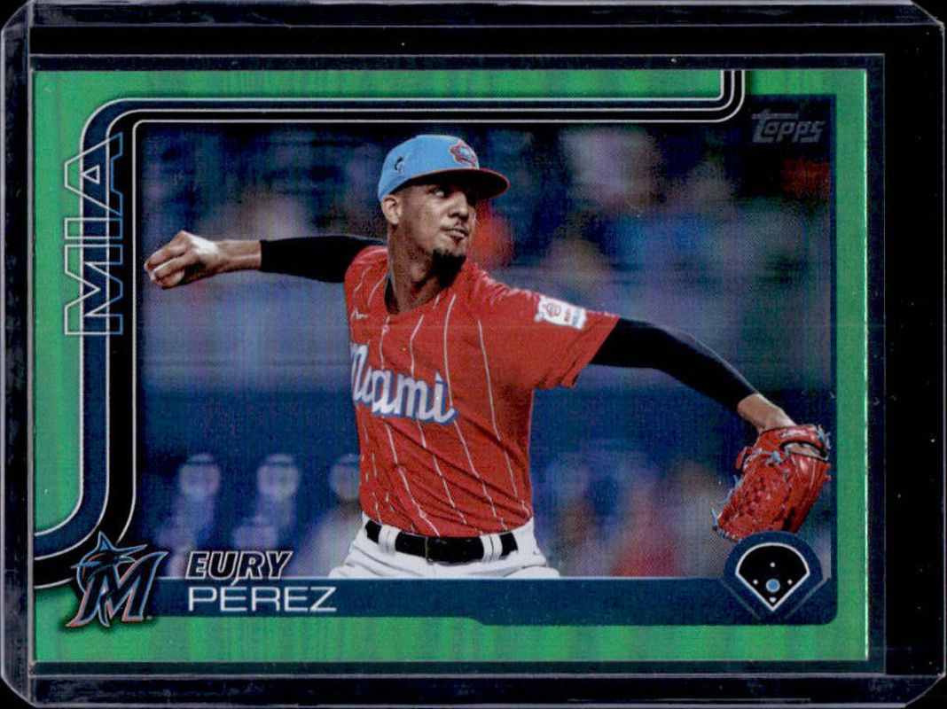 Eury Perez 2025 Topps #487 Green Rainbow /99 RAW