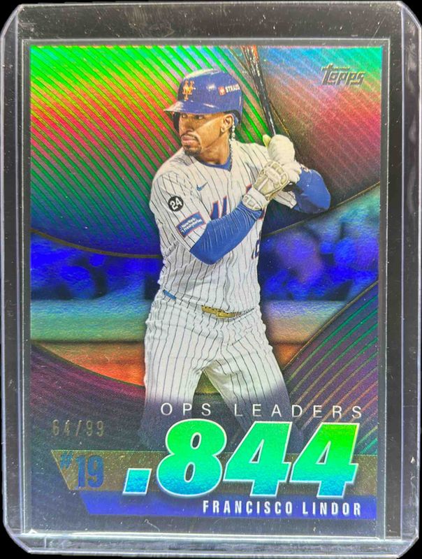 Francisco Lindor 2025 Topps #OPS-19 OPS Best - Green Foil /99 RAW