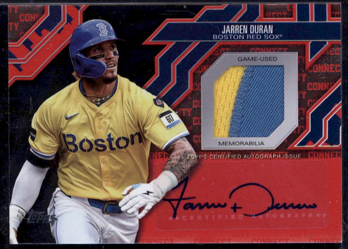 Jarren Duran 2025 Topps #CCAR-JD City Connect Swatch Autographs Relics - Black /10 RAW