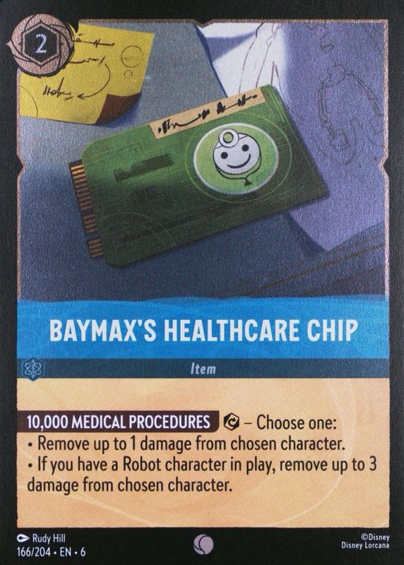 Baymax's Healthcare Chip 2024 Azurite Sea #166/204 Cold Foil RAW TCG (LIGHTLY PLAYED)