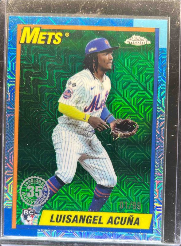 Luisangel Acuna 2025 Topps #T90C-128 1990 Baseball Chrome Silver Pack - Green Refractor /99 Rookie RAW