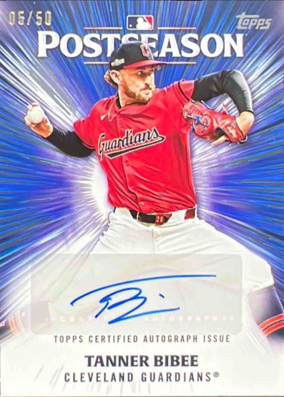 Tanner Bibee 2025 Topps #PPA-TB Postseason Performance Autographs (Series 2) RAW