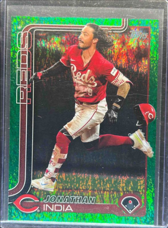 Jonathan India 2025 Topps #102 Green Holo Foil /99 RAW