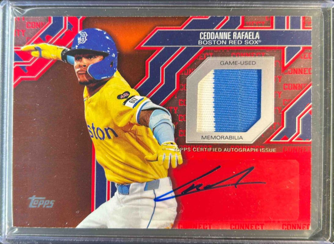 Ceddanne Rafaela 2025 Topps #CCAR-CR City Connect Swatch Autographs Relics - Orange /25 RAW
