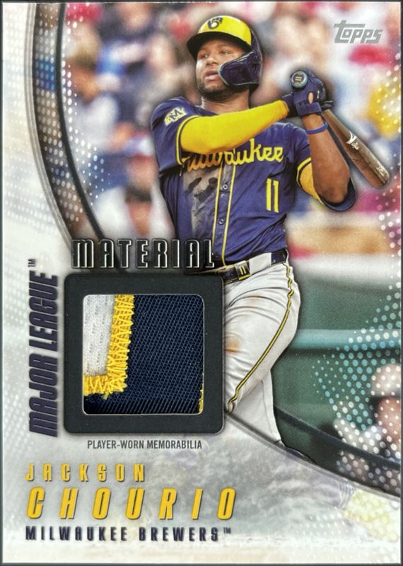 Jackson Chourio 2025 Topps #MLM-JC Major League Material Relics - Black /10 RAW