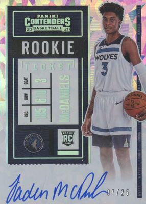 2020 Contenders #144 Rookie Ticket Auto Variation - Cracked Ice Ticket /25 (Ball in Left Hand)