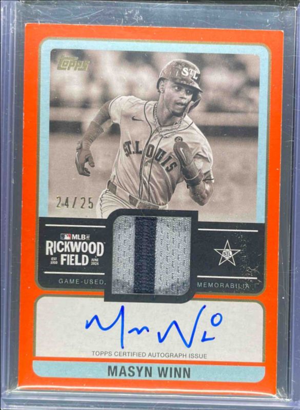 Masyn Winn 2025 Topps #RWAR-MW Rickwood Autographs Relics - Orange /25 RAW