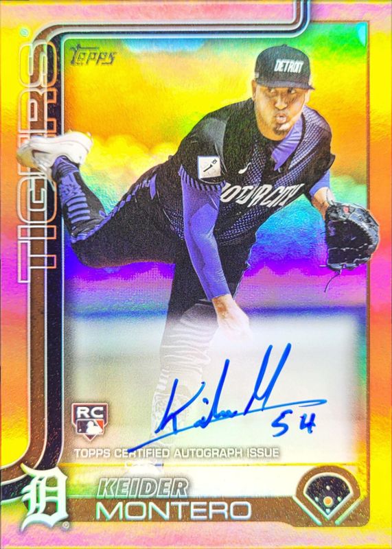 Keider Montero 2025 Topps #665 Flagship Real One Autographs (Series 2) - Orange Foil /25 Rookie RAW