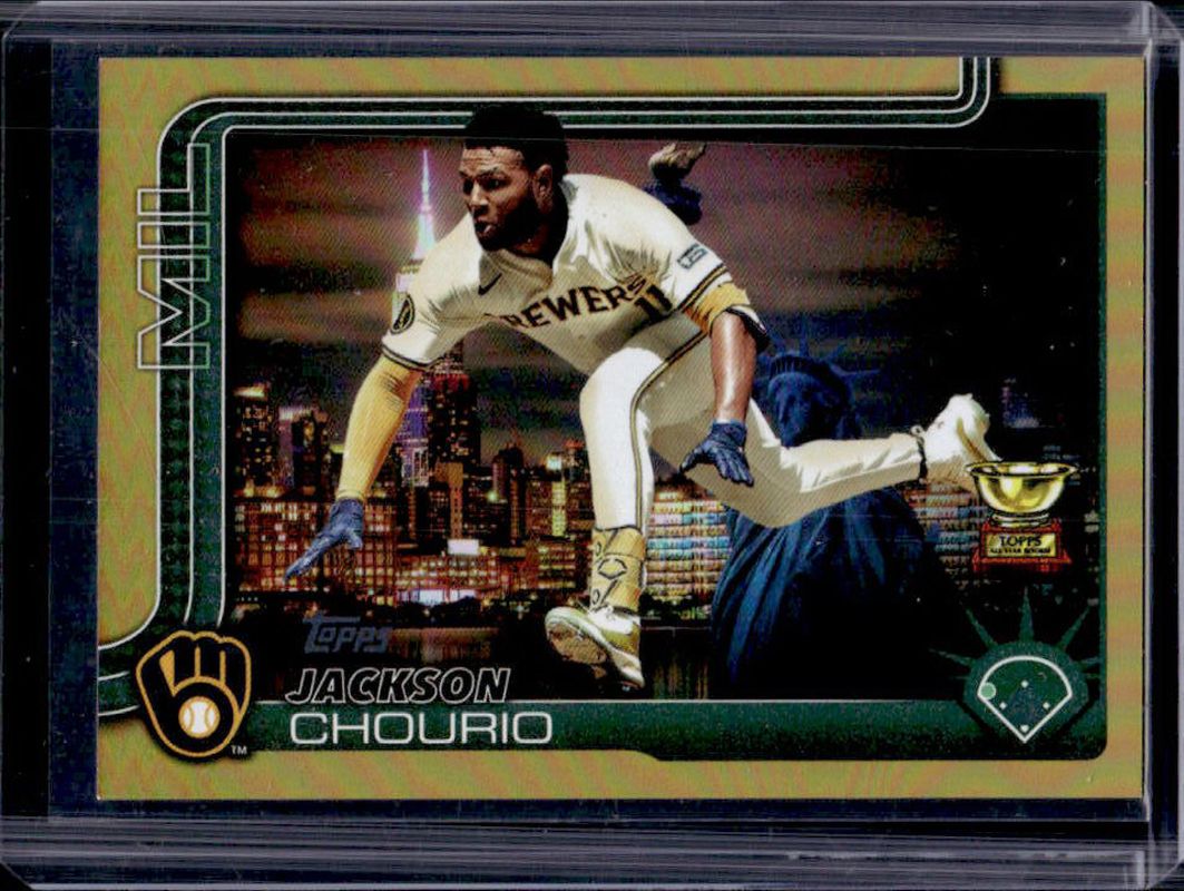 Jackson Chourio 2025 Topps #376 FF NYC Big Apple Variation - Gold Foil /50 RAW
