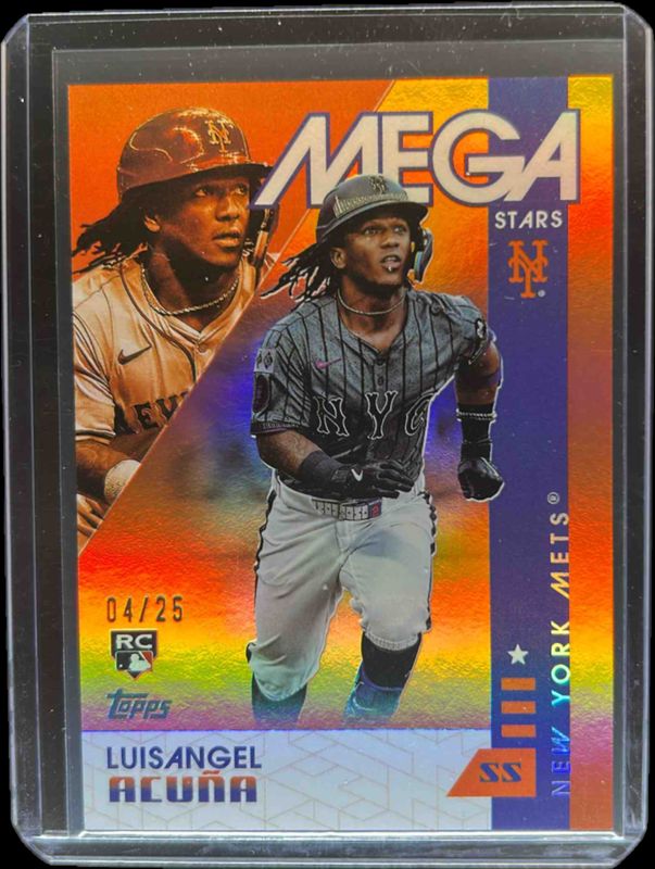 Luisangel Acuna 2025 Topps #MS2-20 Mega Stars - Orange Foilboard /25 Rookie RAW