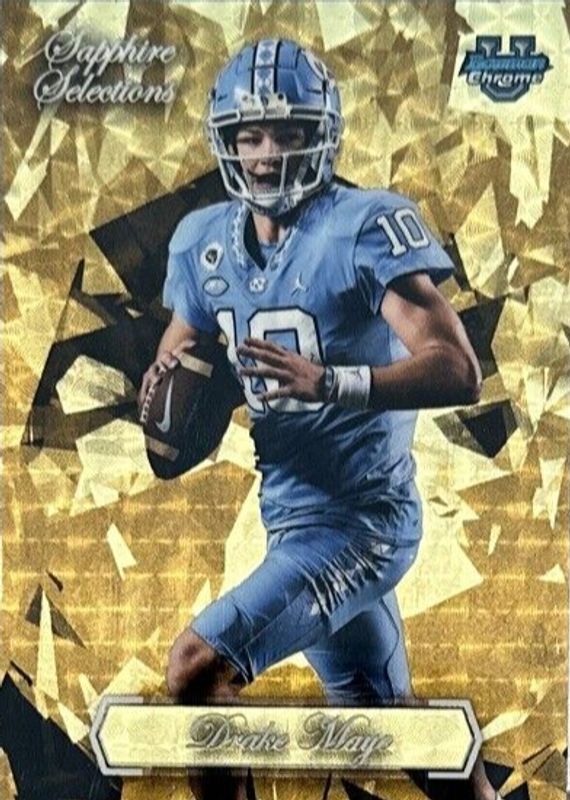 Drake Maye 2023 Bowman Chrome University Sapphire Edition #SS-10 Sapphire Selections - Superfractor /1 PSA 10