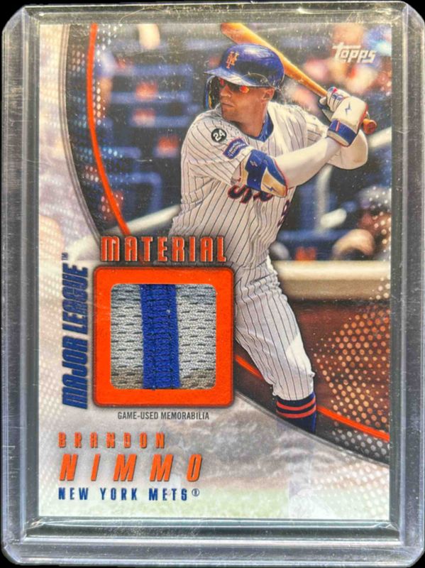 Brandon Nimmo 2025 Topps #MLM2-BN Major League Material Relics (Series 2) - Orange /25 RAW