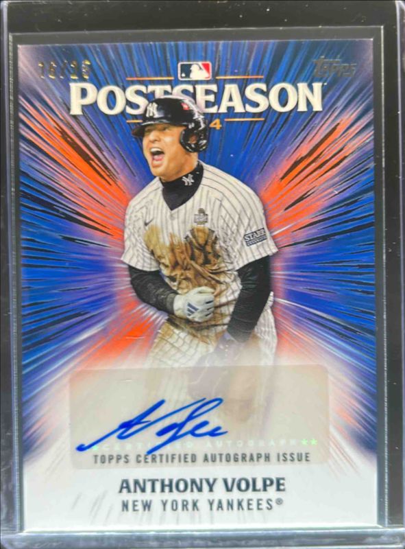 Anthony Volpe 2025 Topps #PPA-AV Postseason Performance Autographs (Series 2) - Orange /25 RAW