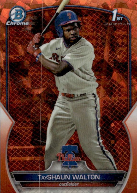 TayShaun Walton 2023 Bowman Draft Sapphire Edition #BDC-183 Chrome - Orange /25 (1st) RAW
