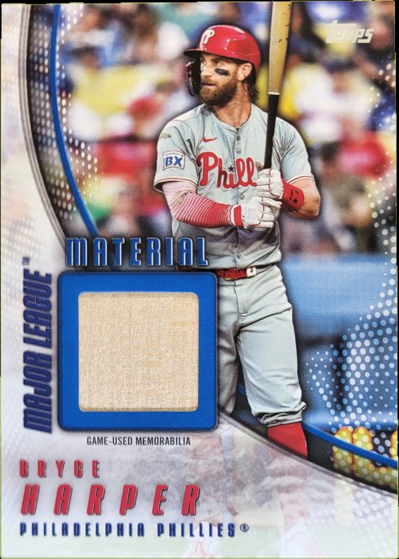 Bryce Harper 2025 Topps #MLM-BH Major League Material Relics - Blue /150 RAW