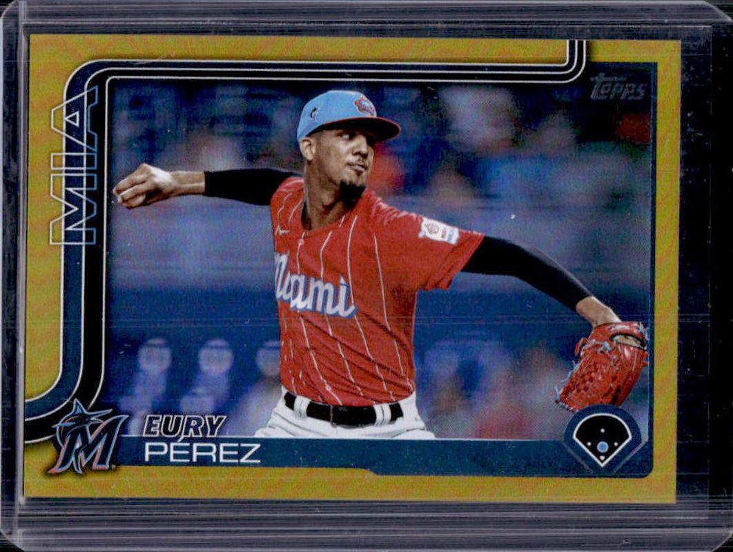 Eury Perez 2025 Topps #487 Gold Rainbow /50 RAW
