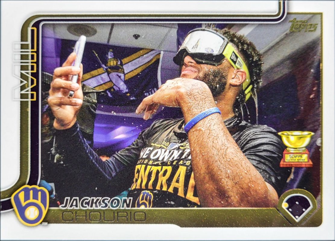 Jackson Chourio 2025 Topps #376 Golden Mirror Image Variation /(SSP) RAW