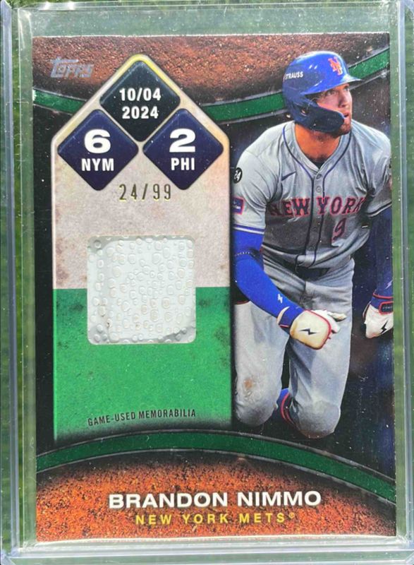 Brandon Nimmo 2025 Topps #RTB-NIM Rounding the Bases Relics (Series 2) - Green /99 RAW