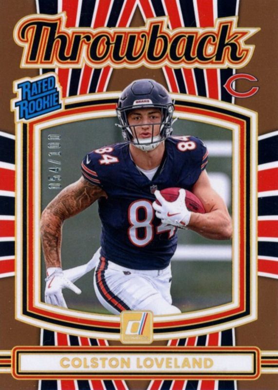 Colston Loveland 2025 Donruss #8 Rated Rookies Throwback - Studio Series /100 RAW