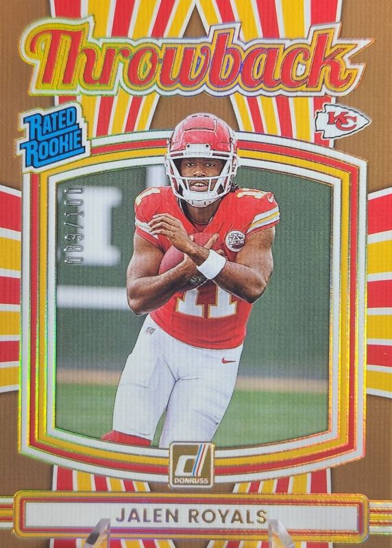 Jalen Royals 2025 Donruss #50 Rated Rookies Throwback - Studio Series /100 RAW