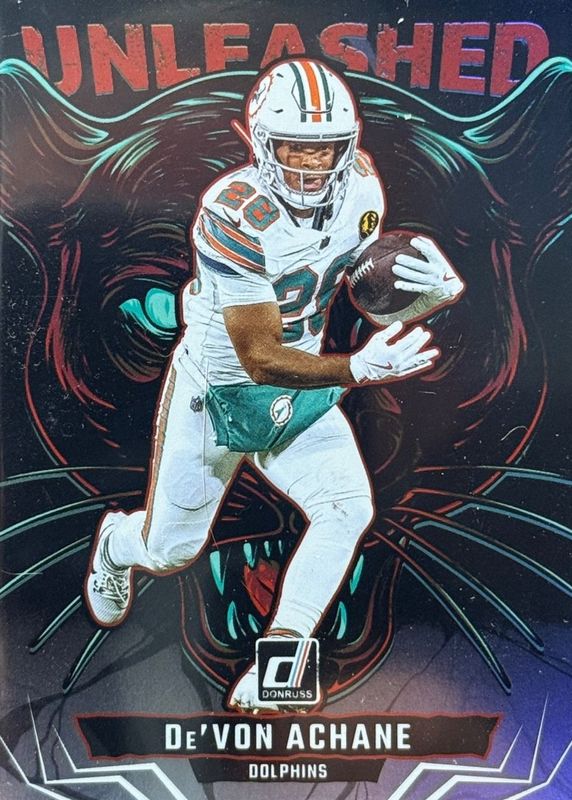 De'Von Achane 2025 Donruss #21 Unleashed /(SSP) RAW