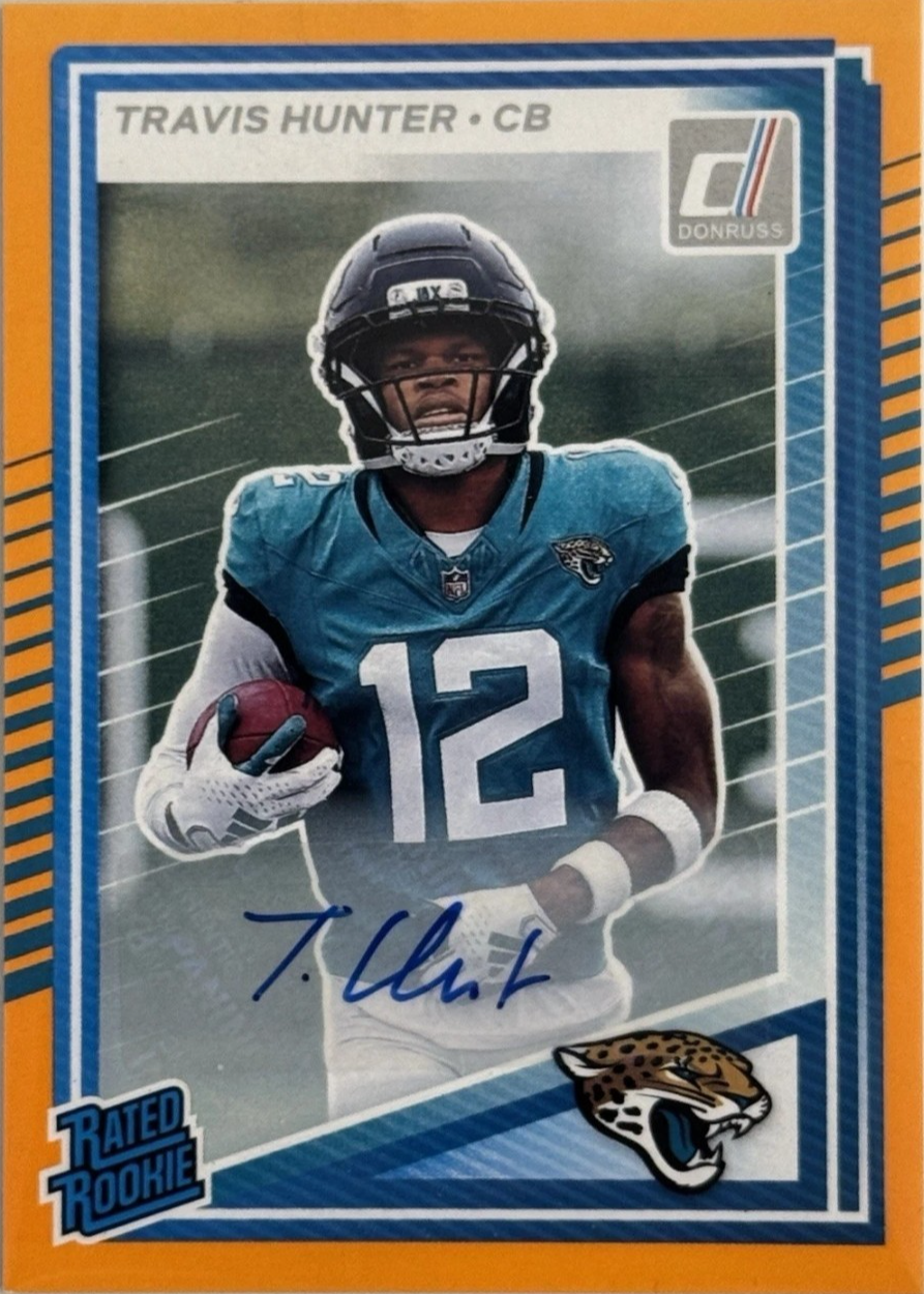 Travis Hunter 2025 Donruss #301 Rated Rookie Autographs - Orange Price ...