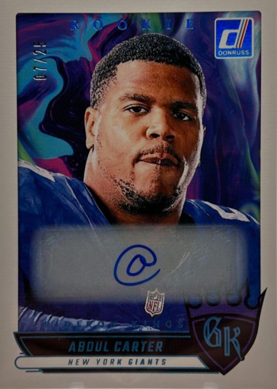 Abdul Carter 2025 Donruss #RGK-ACR Rookie Gridiron Kings Autographs (/25) RAW