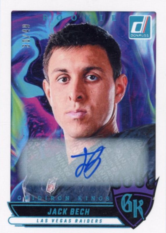 Jack Bech 2025 Donruss #RGK-JBH Rookie Gridiron Kings Autographs (/49) RAW