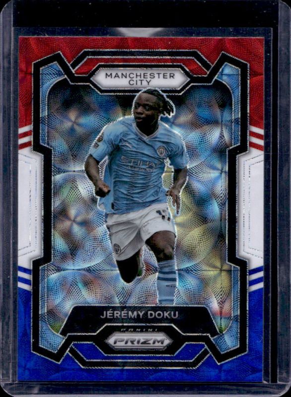 Jeremy Doku 2023 Prizm Premier League #11 Choice Red White Blue RAW