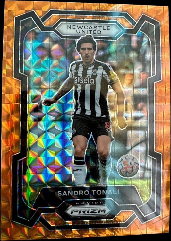 Sandro Tonali 2023 Prizm Premier League #59 Orange Mosaic RAW