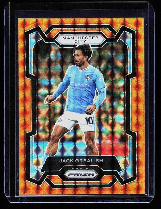 Jack Grealish 2023 Prizm Premier League #1 Orange Mosaic RAW