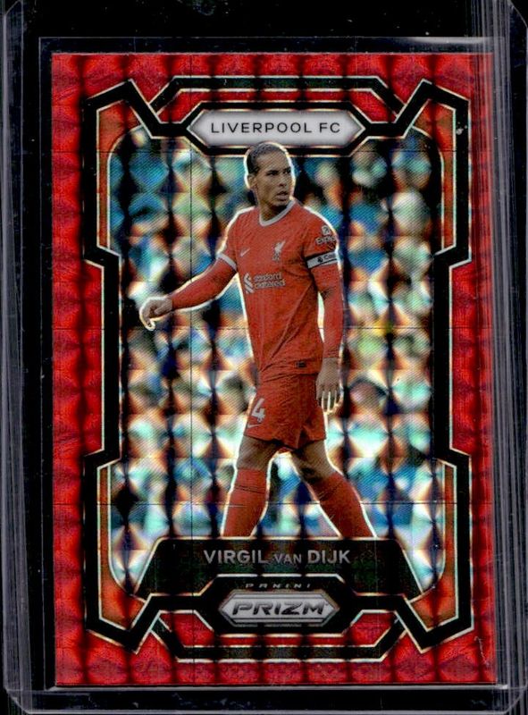 Virgil van Dijk 2023 Prizm Premier League #81 Red Mosaic RAW