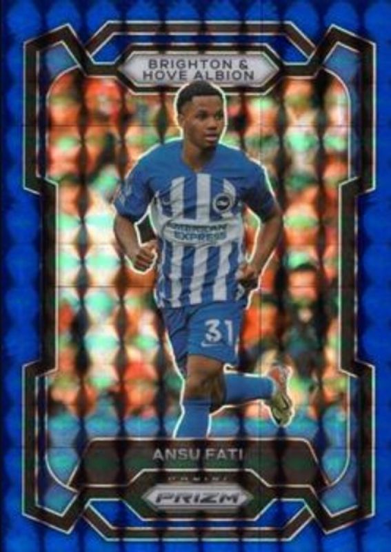 Ansu Fati 2023 Prizm Premier League #100 Blue Mosaic RAW
