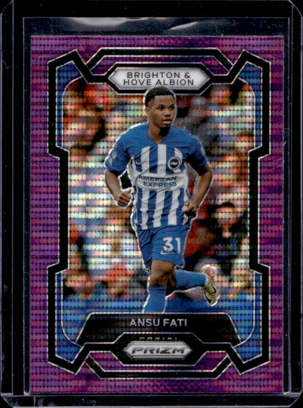 Ansu Fati 2023 Prizm Premier League #100 Purple Pulsar RAW