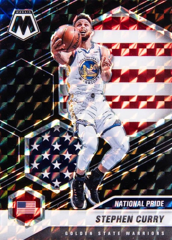 Stephen Curry 2020 Mosaic #249 National Pride - Black /1 RAW