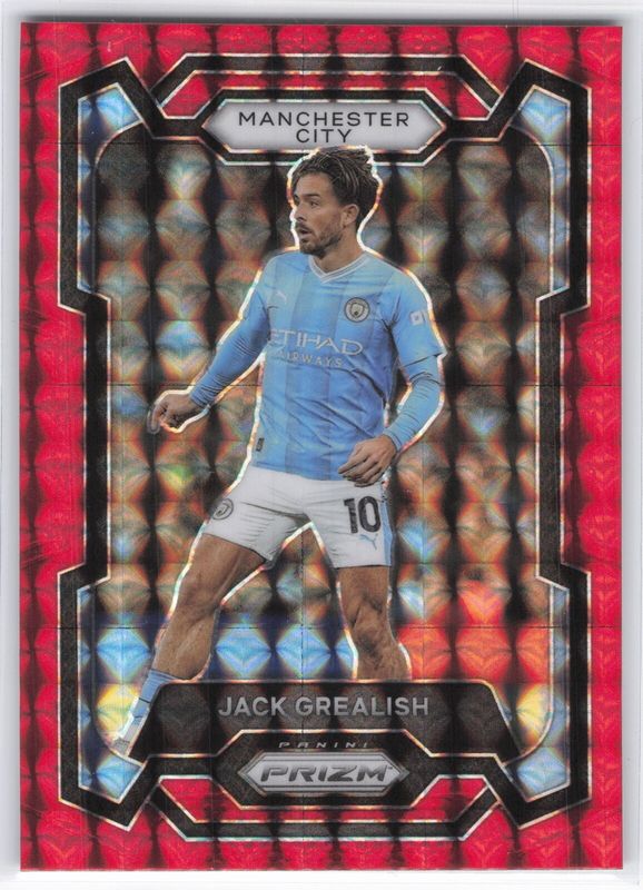Jack Grealish 2023 Prizm Premier League #1 Red Mosaic RAW