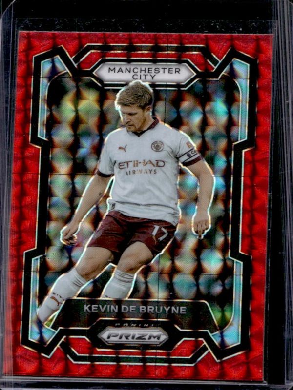 Kevin De Bruyne 2023 Prizm Premier League #7 Red Mosaic RAW