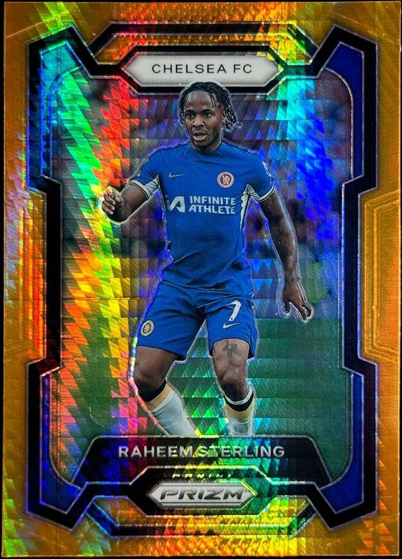 Raheem Sterling 2023 Prizm Premier League #184 Orange Hyper RAW