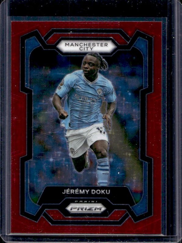 Jeremy Doku 2023 Prizm Premier League #11 Red Stars /25 RAW