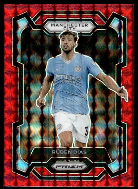 Ruben Dias 2023 Prizm Premier League #15 Red Mosaic RAW