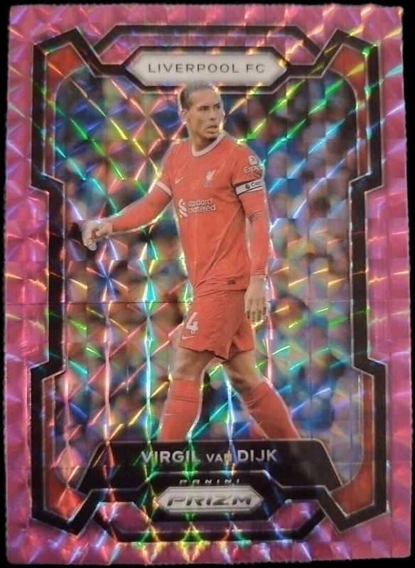Virgil van Dijk 2023 Prizm Premier League #81 Pink Mosaic RAW