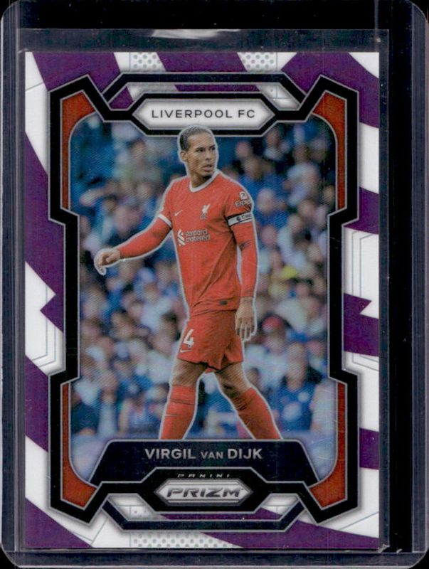 Virgil van Dijk 2023 Prizm Premier League #81 Purple & White Stripes /92 RAW