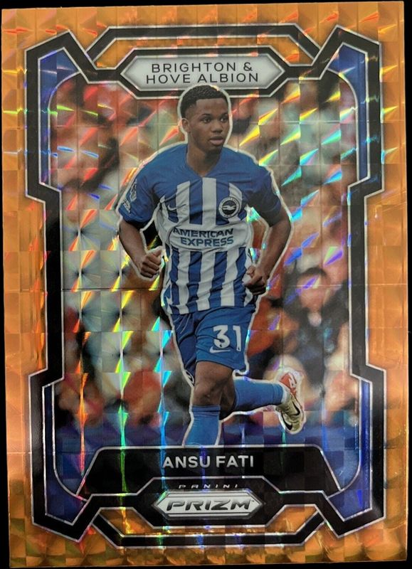Ansu Fati 2023 Prizm Premier League #100 Orange Mosaic RAW